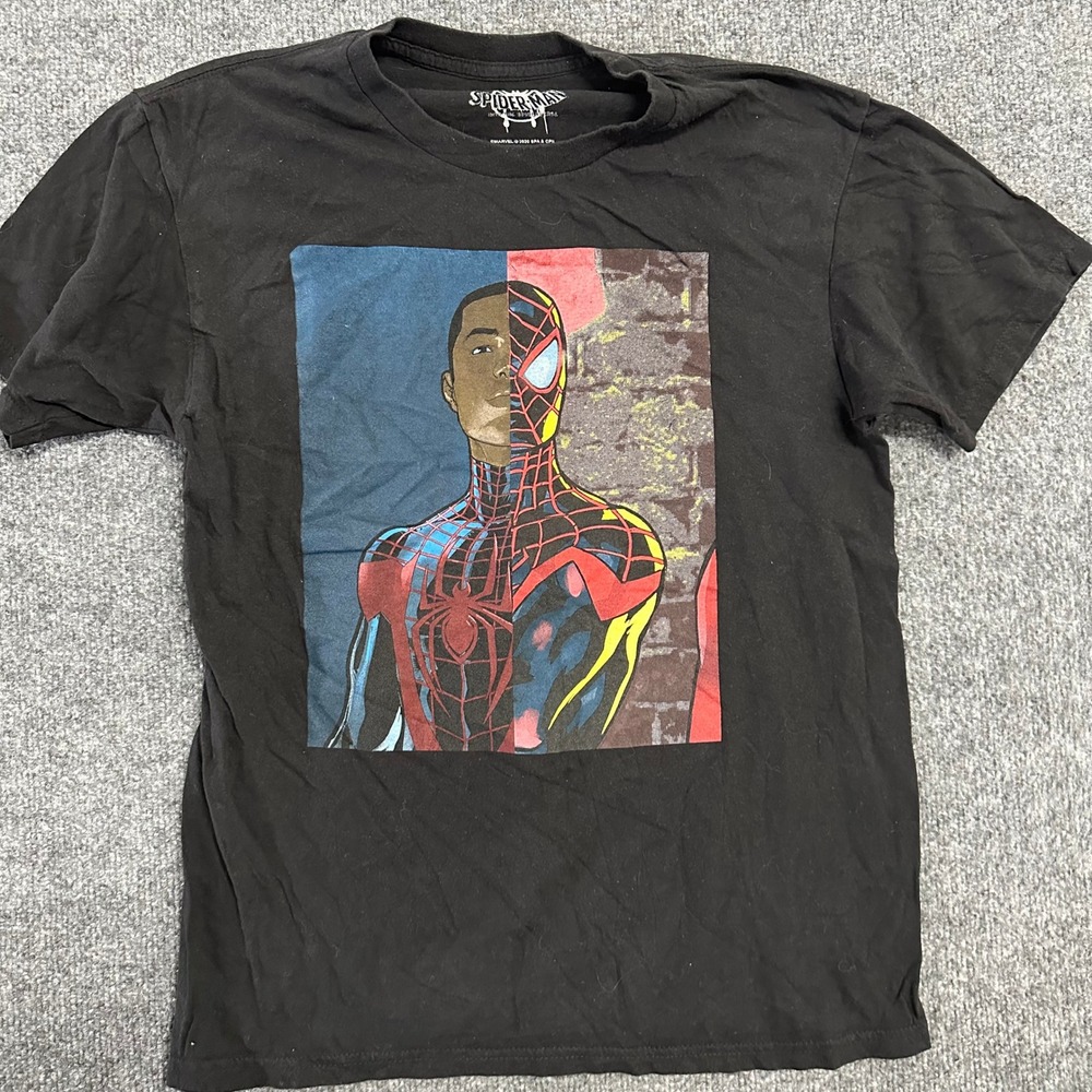 Spider-Man T-Shirt Mens  Medium Black Miles Morales Into The Spider-Verse Tee